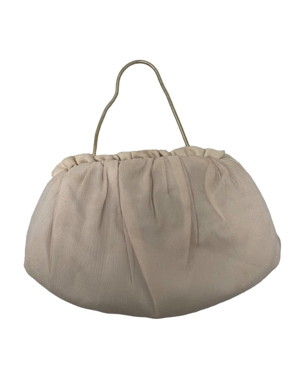 Vintage Chiffon Clutch Purse Bag Chain Strap Light Pink Fabric Kiss Lock USA